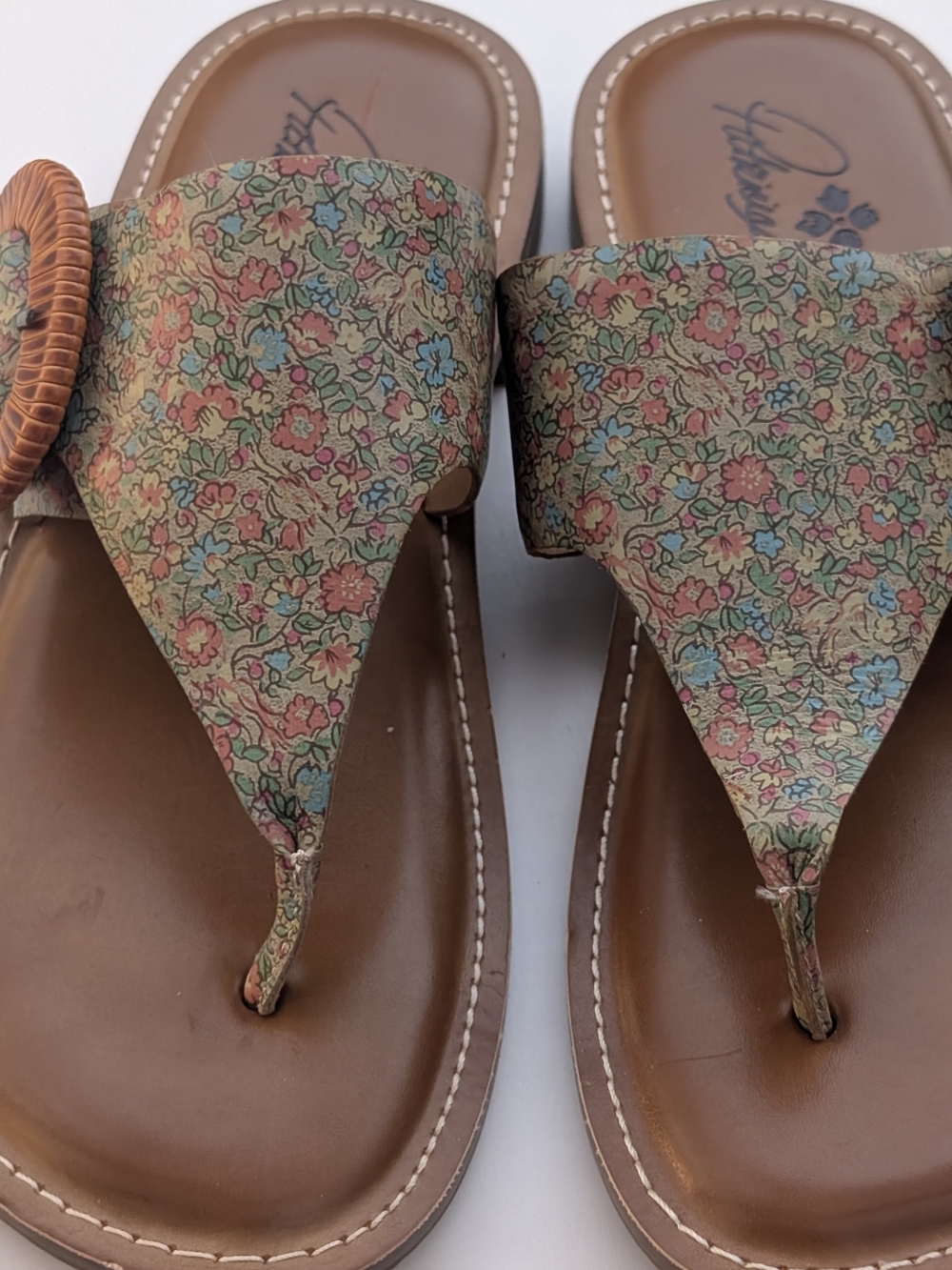 Patricia Nash Floral Thong Sandals in Brown, Green, Blue